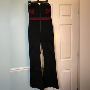 FREE PEOPLE TRINITY FLAIR DENIM JUMPSUIT **RARE**